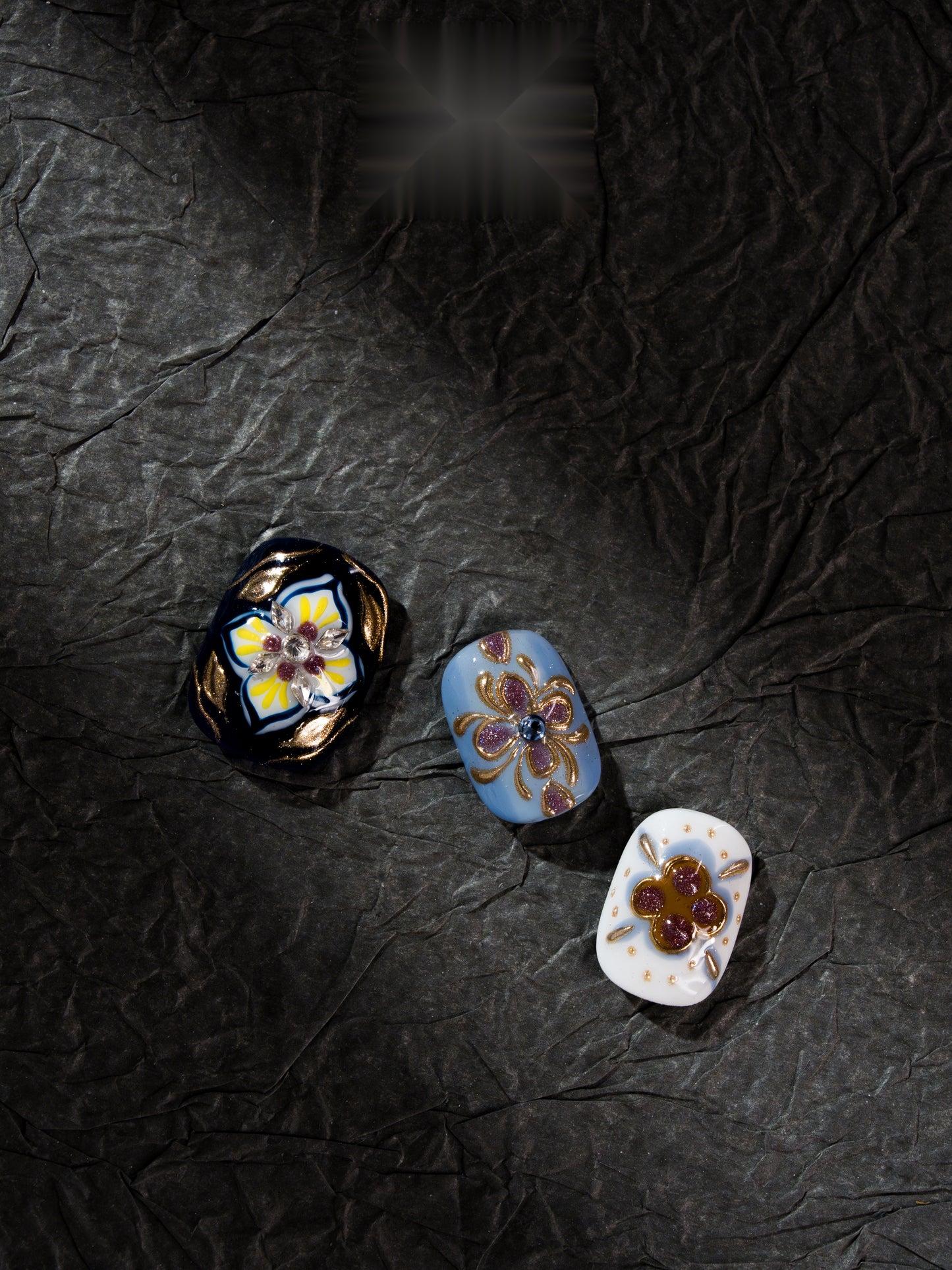 Prussian Mosaic — Hand-Painted Press-On Nails