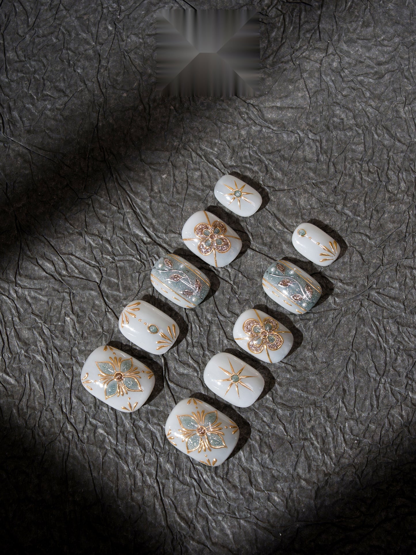 Porcelain Garden — Hand-Painted Press-On Nails
