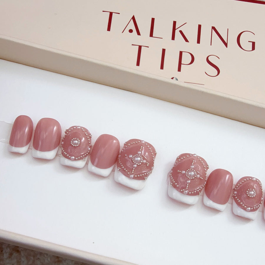 Rose Morning Mist — Reusable Short Press-On Nails