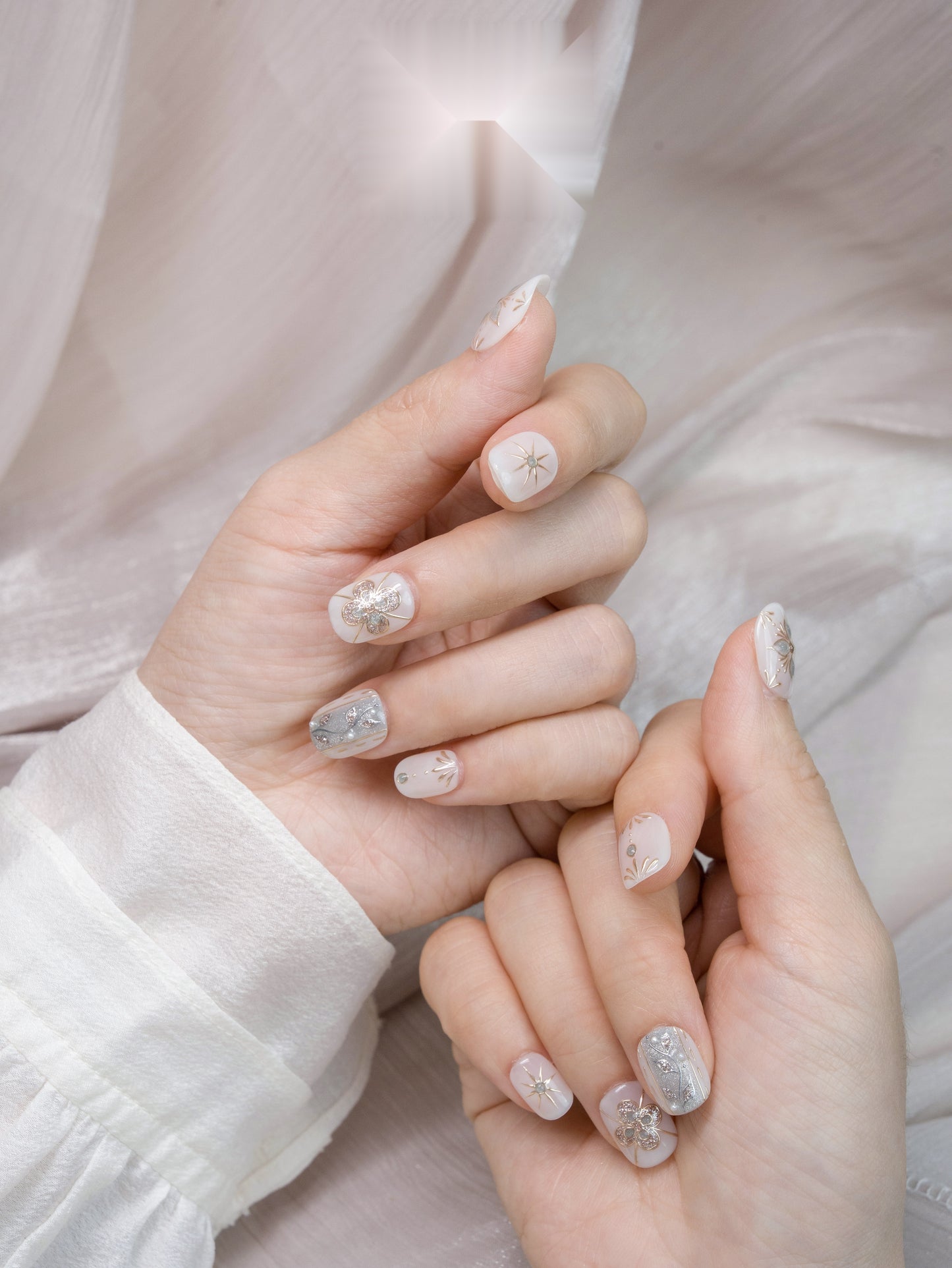 Porcelain Garden — Hand-Painted Press-On Nails