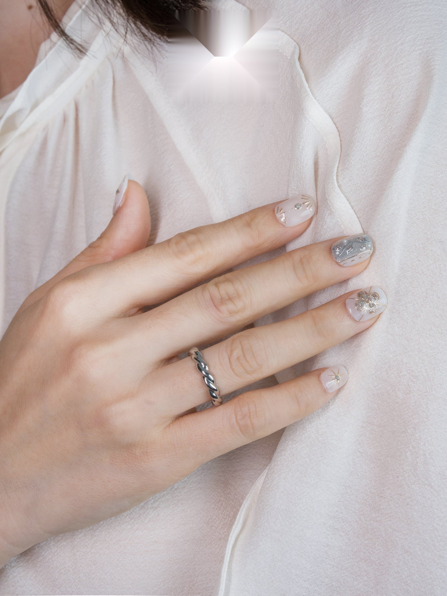 Porcelain Garden — Hand-Painted Press-On Nails