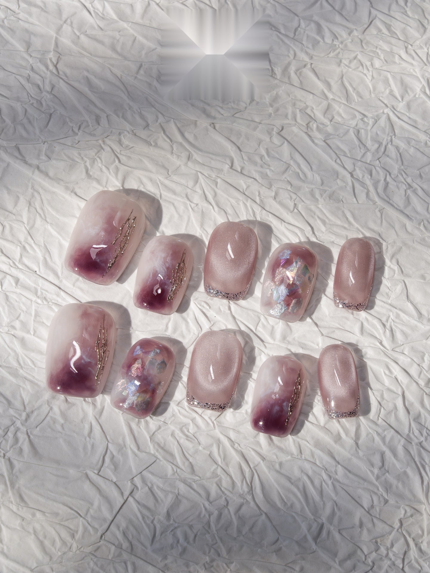 Velvet Dusk — Hand-Painted Press-On Nails