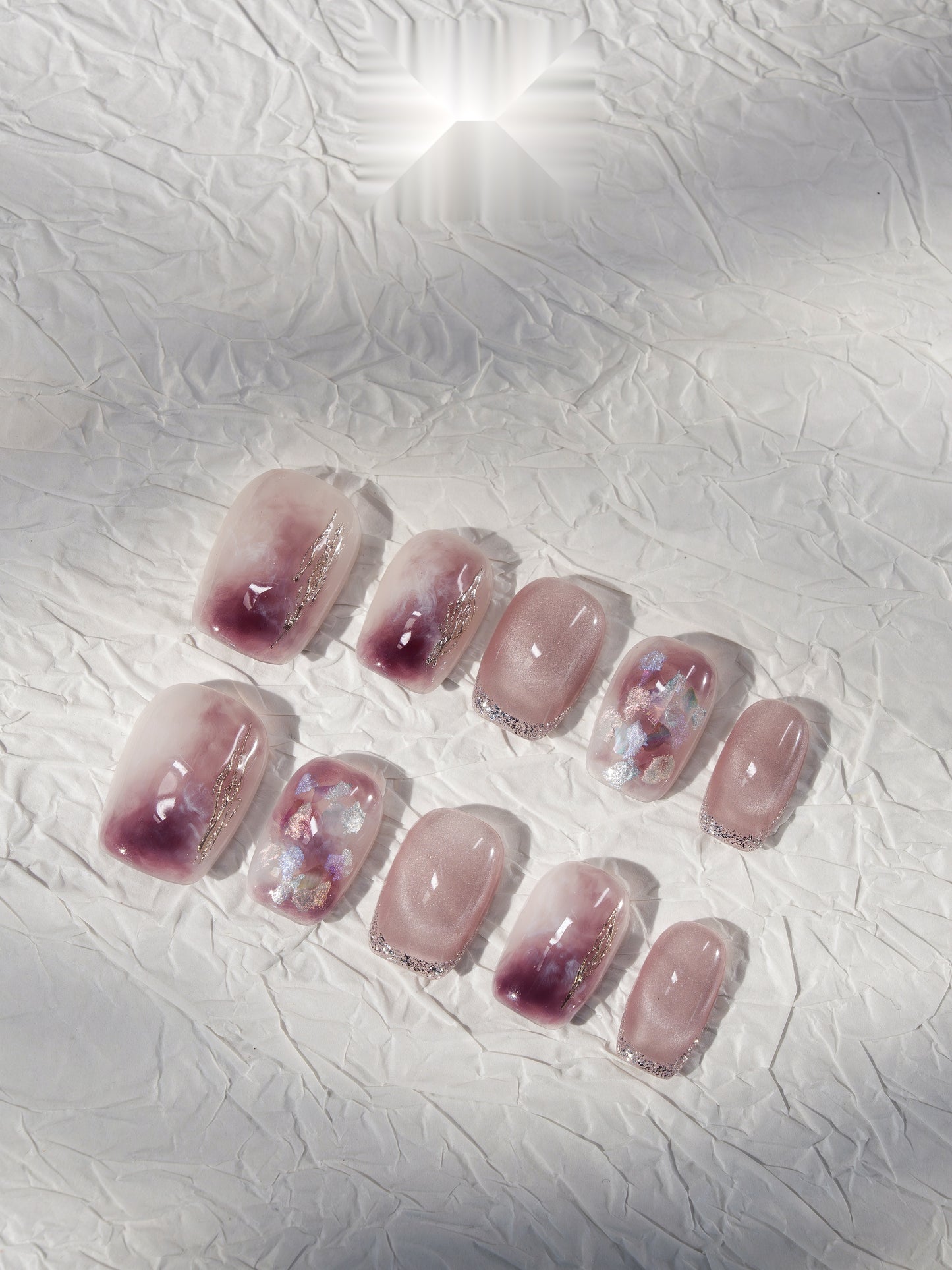 Velvet Dusk — Hand-Painted Press-On Nails
