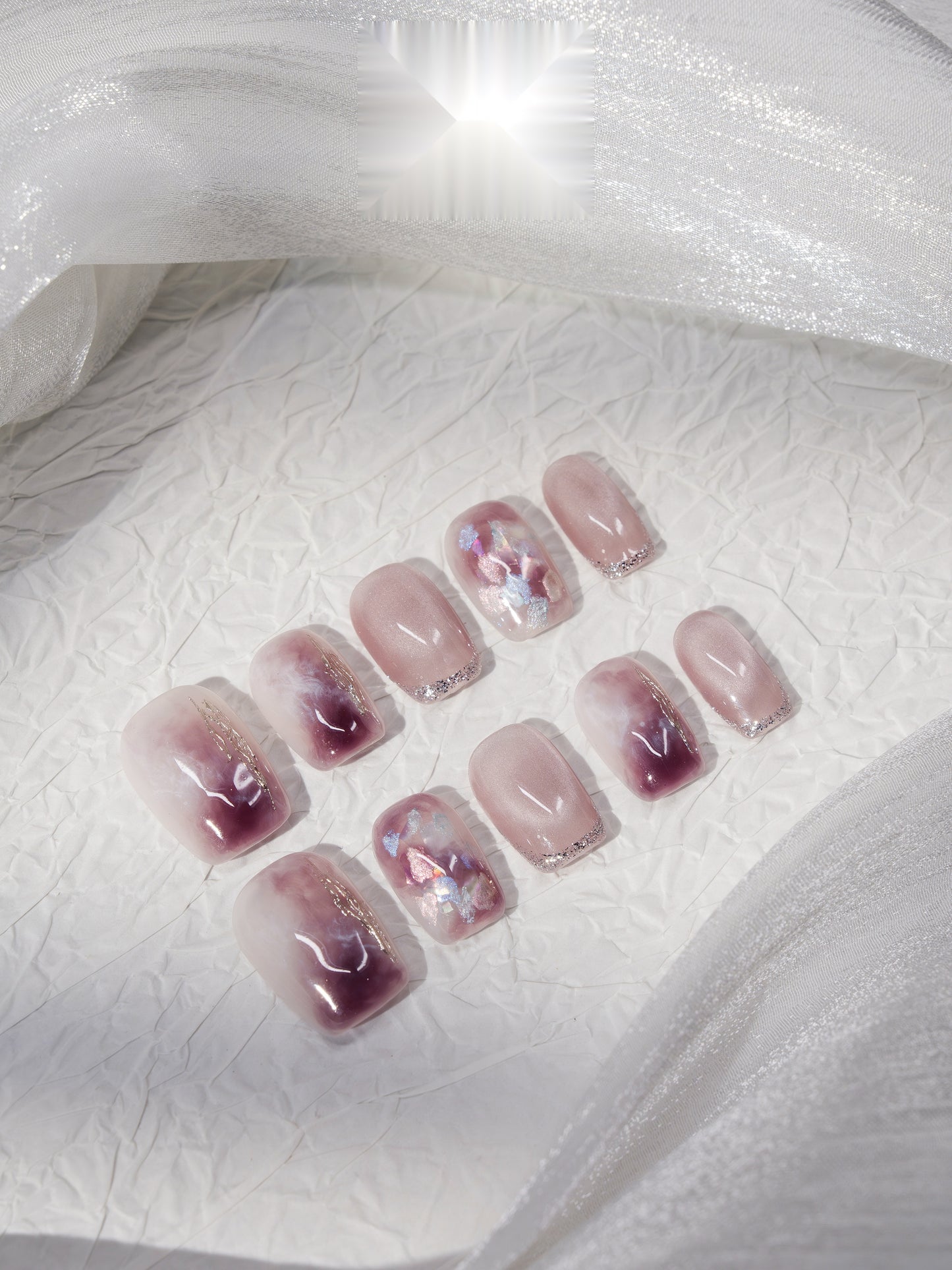Velvet Dusk — Hand-Painted Press-On Nails