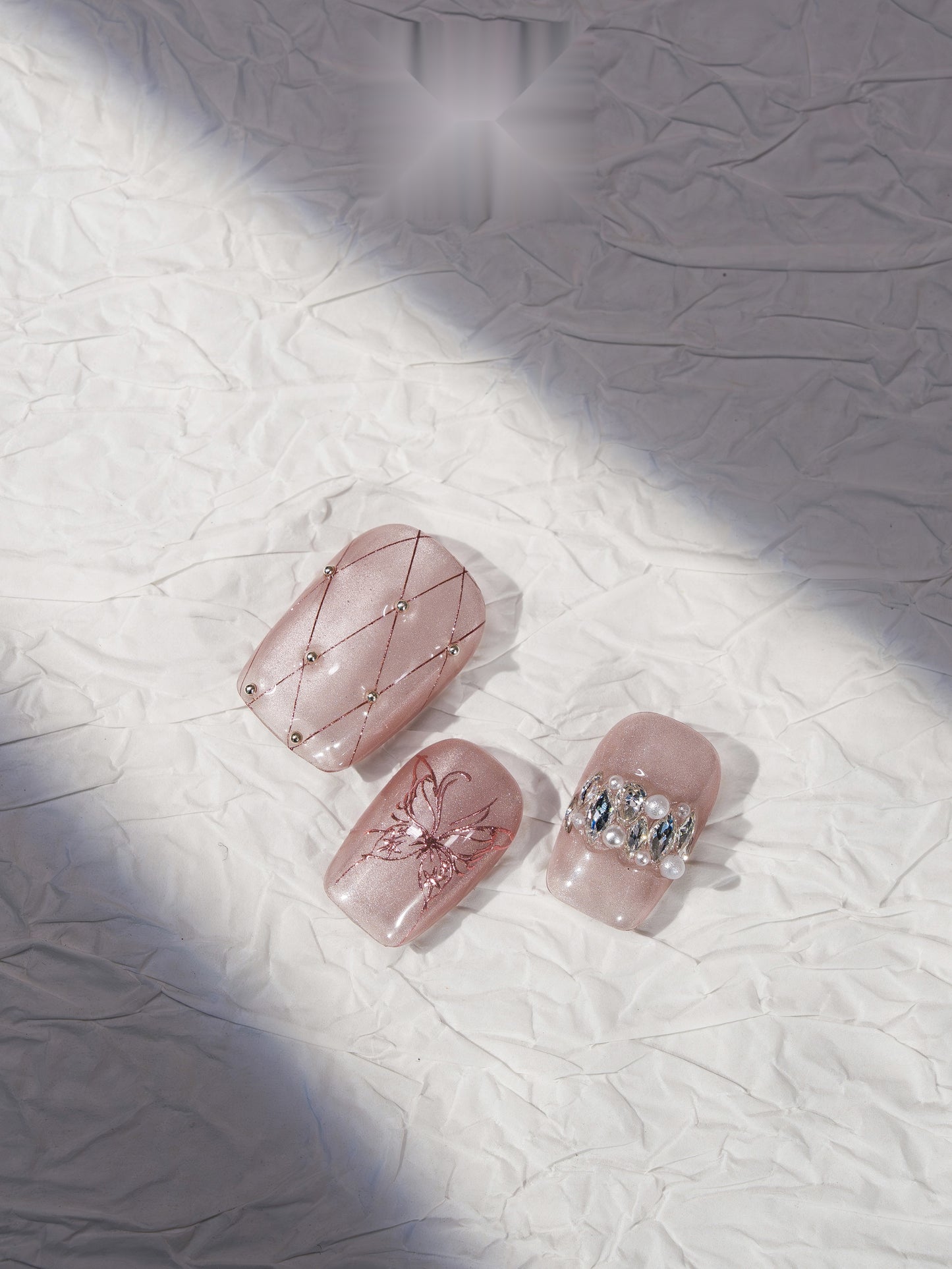 Blush Wing — Hand-Painted Press-On Nails
