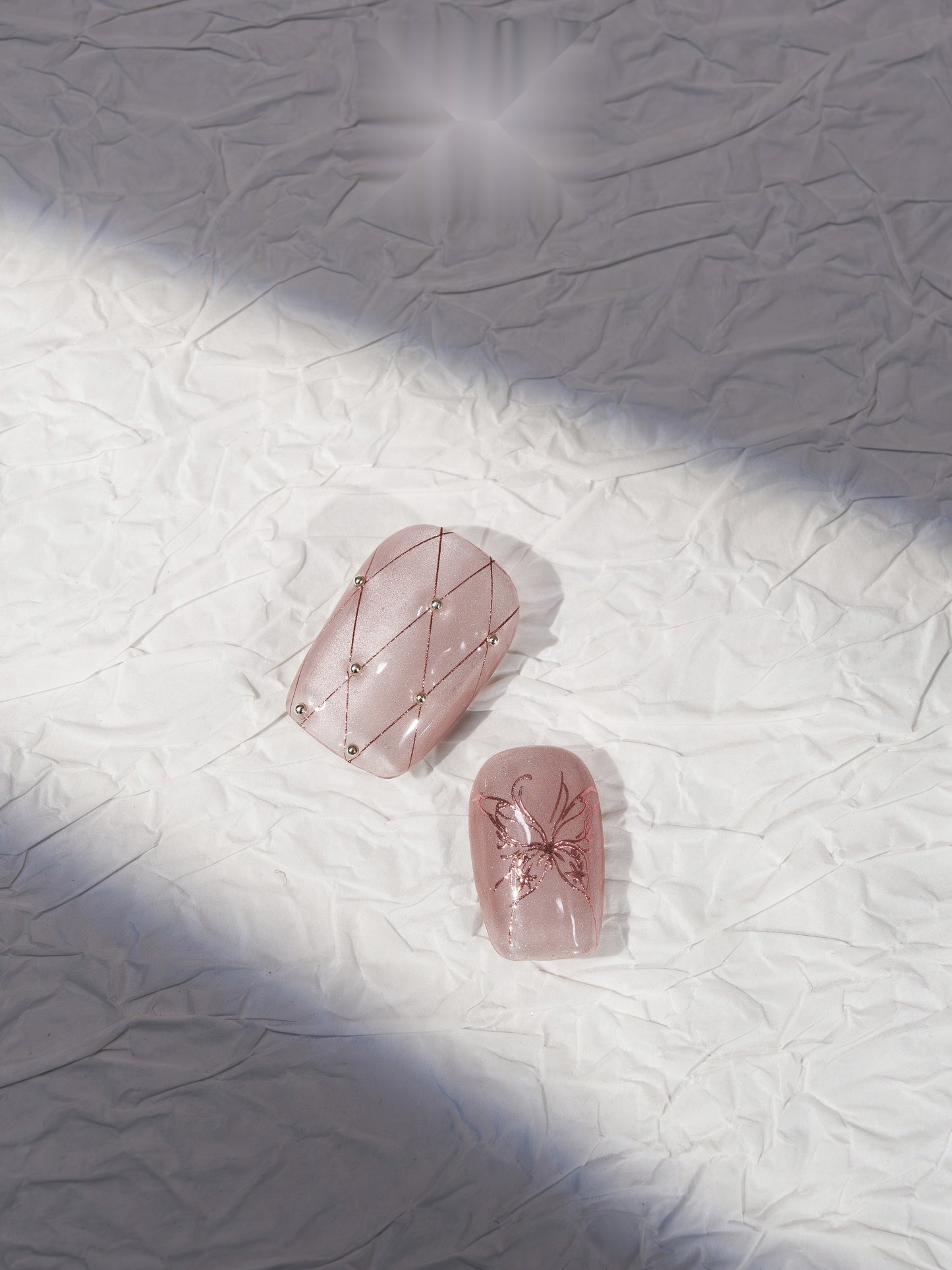 Blush Wing — Hand-Painted Press-On Nails